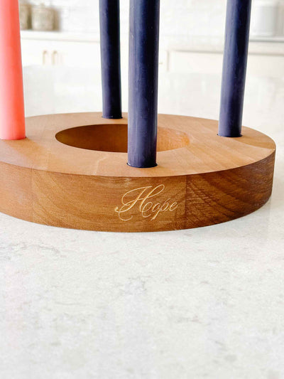 Advent Wreath with 100% Pure Beeswax Hand-Dipped Taper Candles
