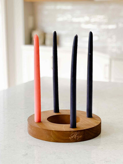 Advent Wreath with 100% Pure Beeswax Hand-Dipped Taper Candles