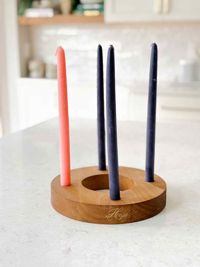 Advent Wreath with 100% Pure Beeswax Hand-Dipped Taper Candles