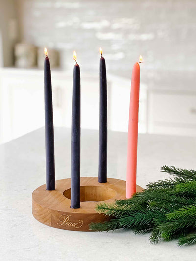 Advent Wreath with 100% Pure Beeswax Hand-Dipped Taper Candles