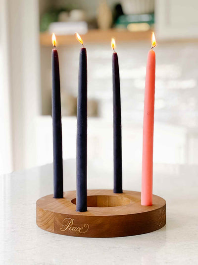 Advent Wreath with 100% Pure Beeswax Hand-Dipped Taper Candles