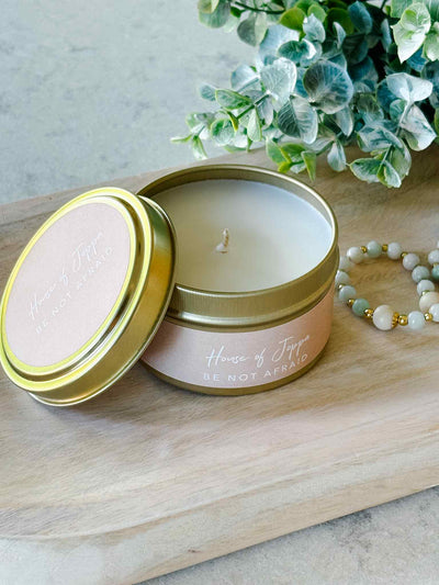 Be Not Afraid Candle Tin + Balsam Fir + Cedarwood + Juniper Berries