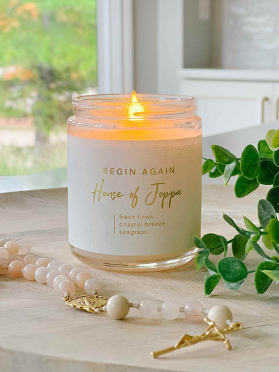 Begin Again Candle - Fresh Linen + Coastal Breeze + Seagrass