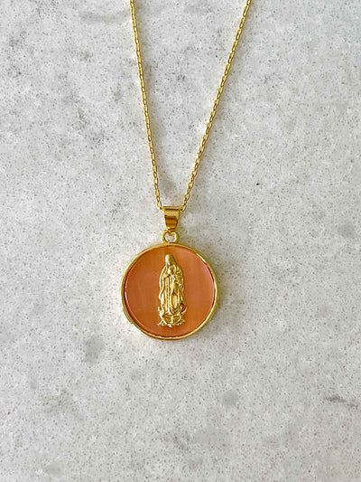 Blessed Mother Necklace - Pink