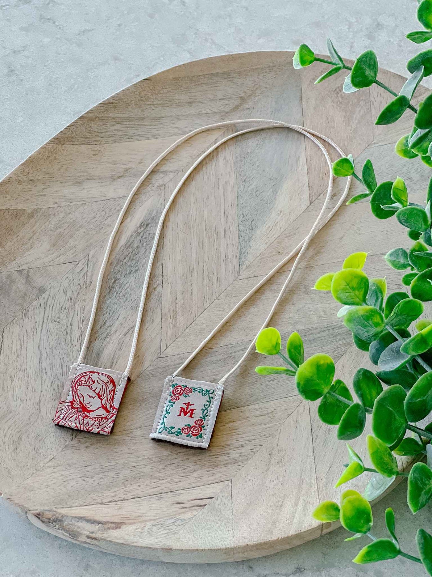 Brown Scapular, Cream & Rose Pietà