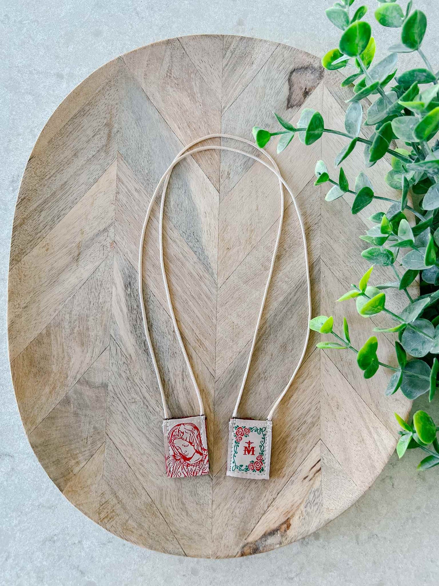 Brown Scapular, Cream & Rose Pietà