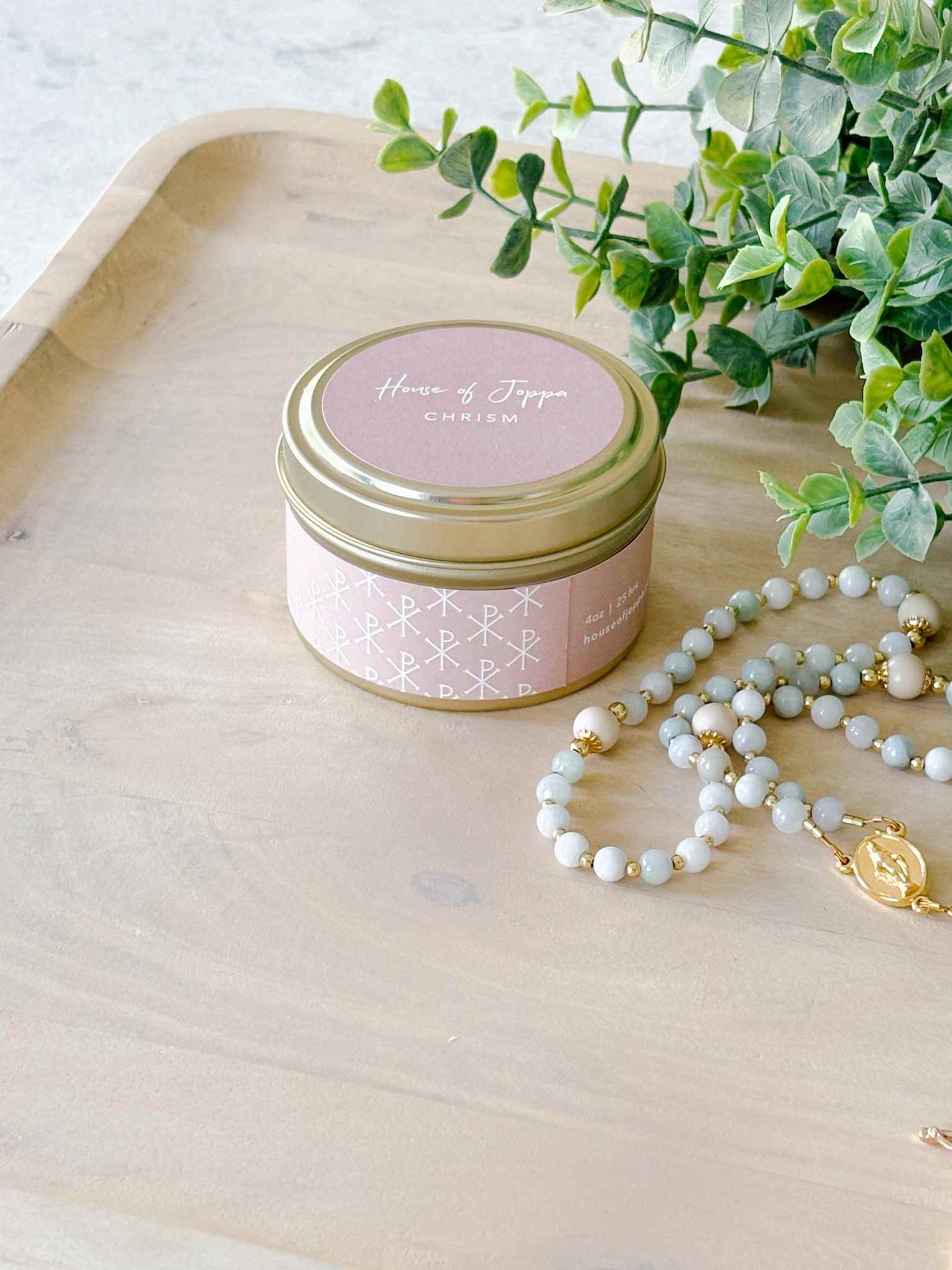 Chrism-Scented Tin Candle + Basalm + Olive Oil + Frankensense