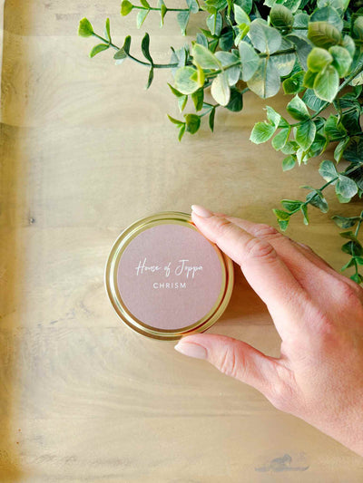 Chrism-Scented Tin Candle + Basalm + Olive Oil + Frankensense