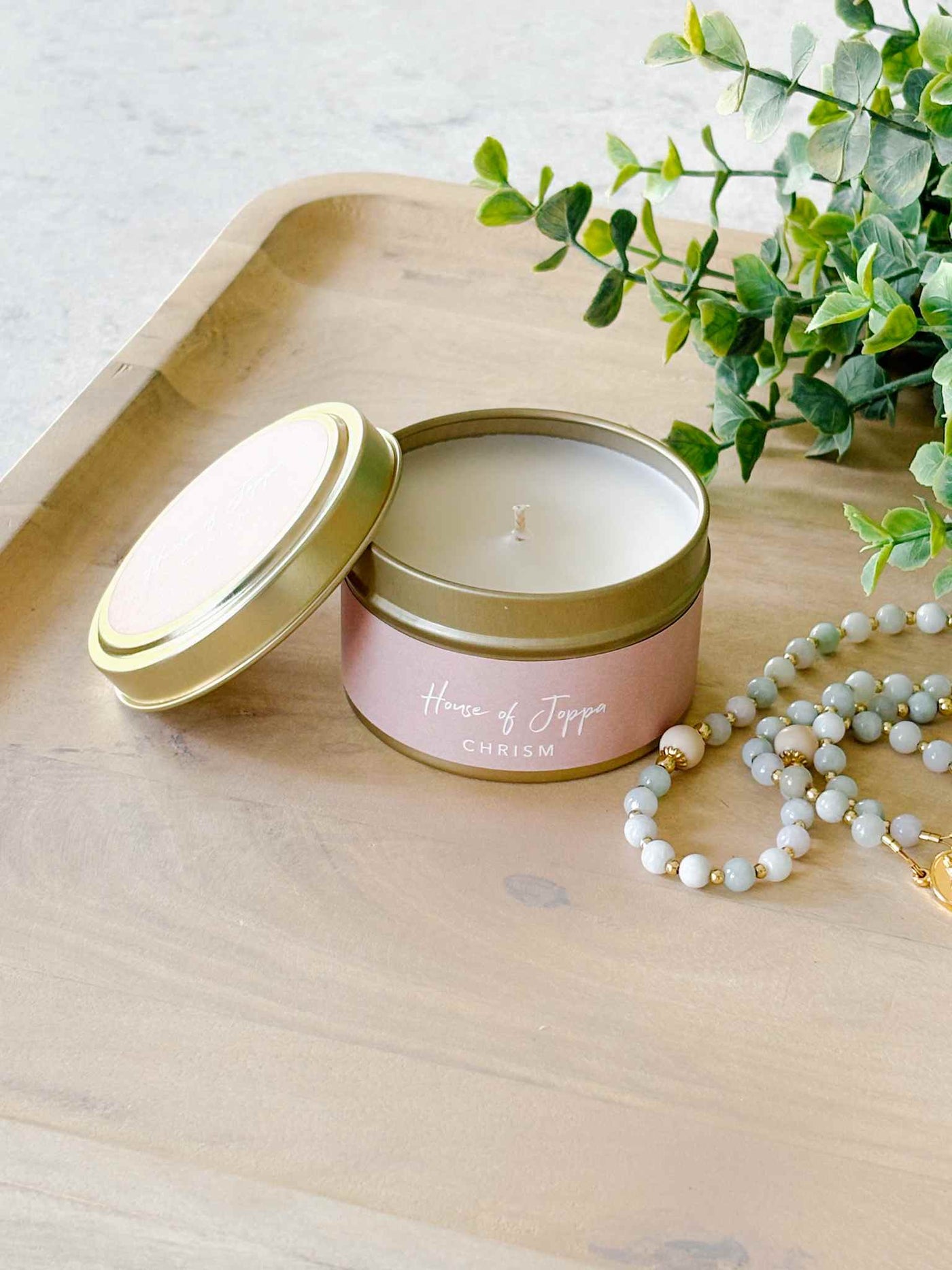 Chrism-Scented Tin Candle + Basalm + Olive Oil + Frankensense