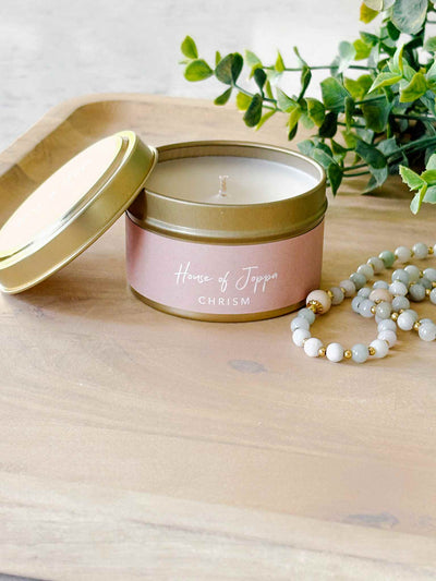 Chrism-Scented Tin Candle + Basalm + Olive Oil + Frankensense