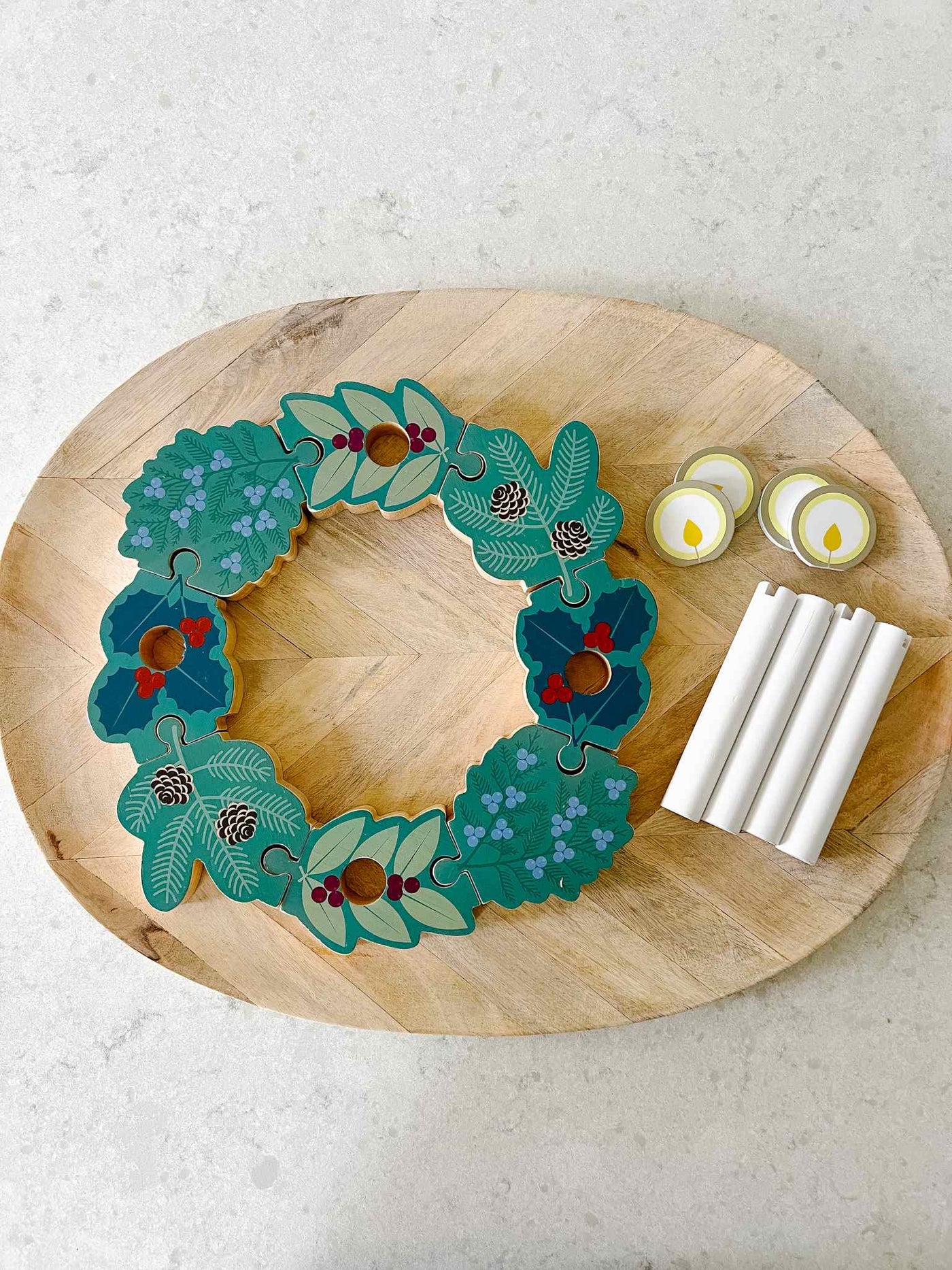 Double Sided Advent to Christmas Wooden Wreath Set