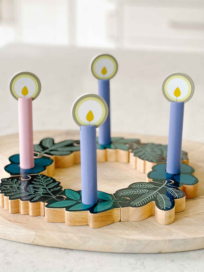 Double Sided Advent to Christmas Wooden Wreath Set