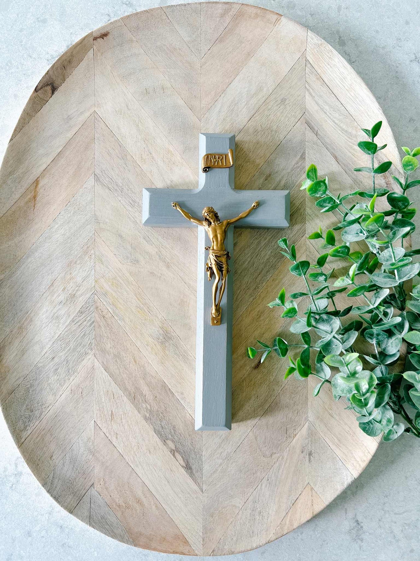 Gray Distressed Wood Crucifix