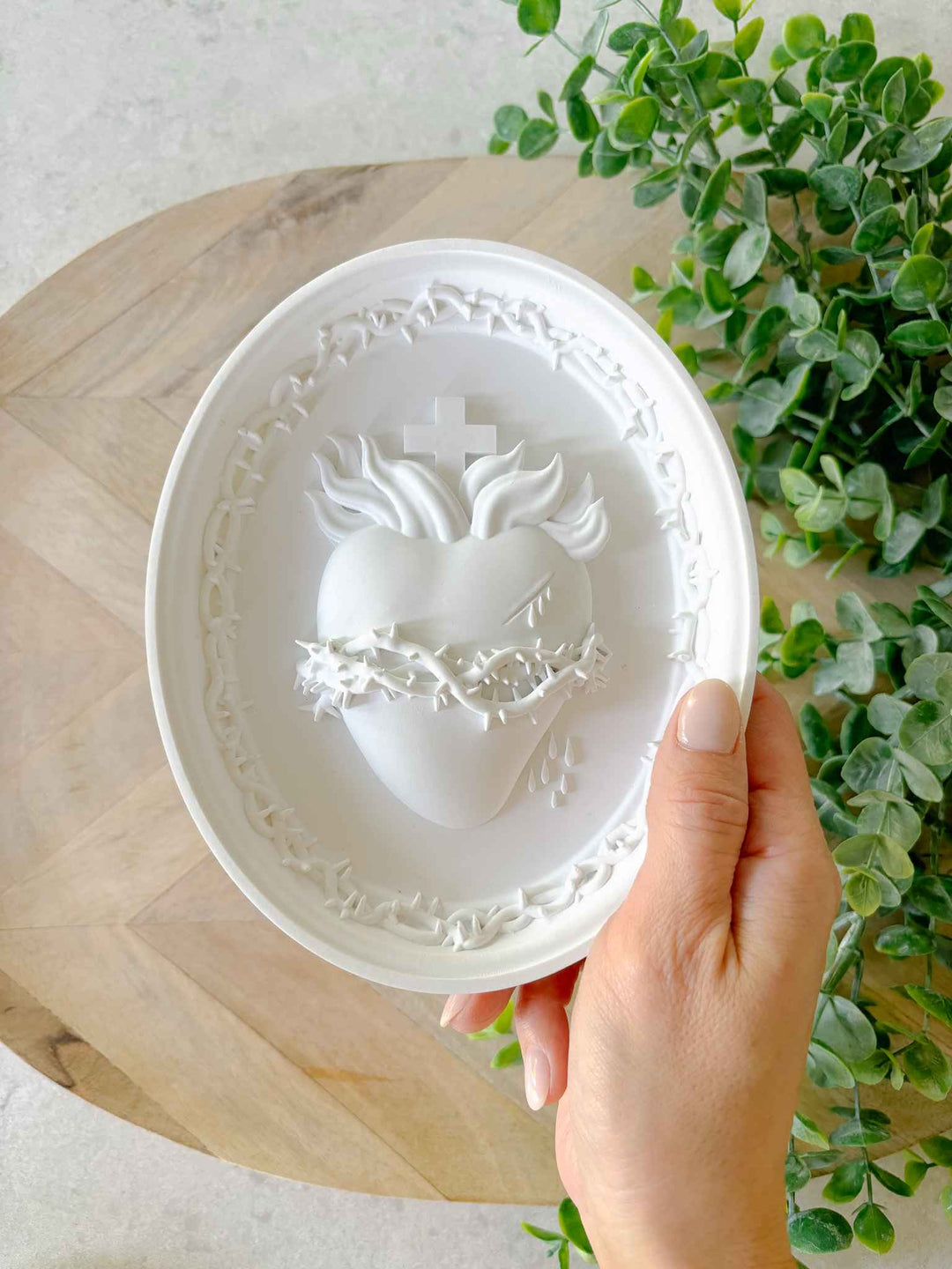 Hearts of the Holy Family Cameo - White