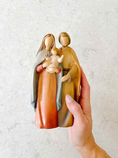 Holy Family - Painted Wooden Statue
