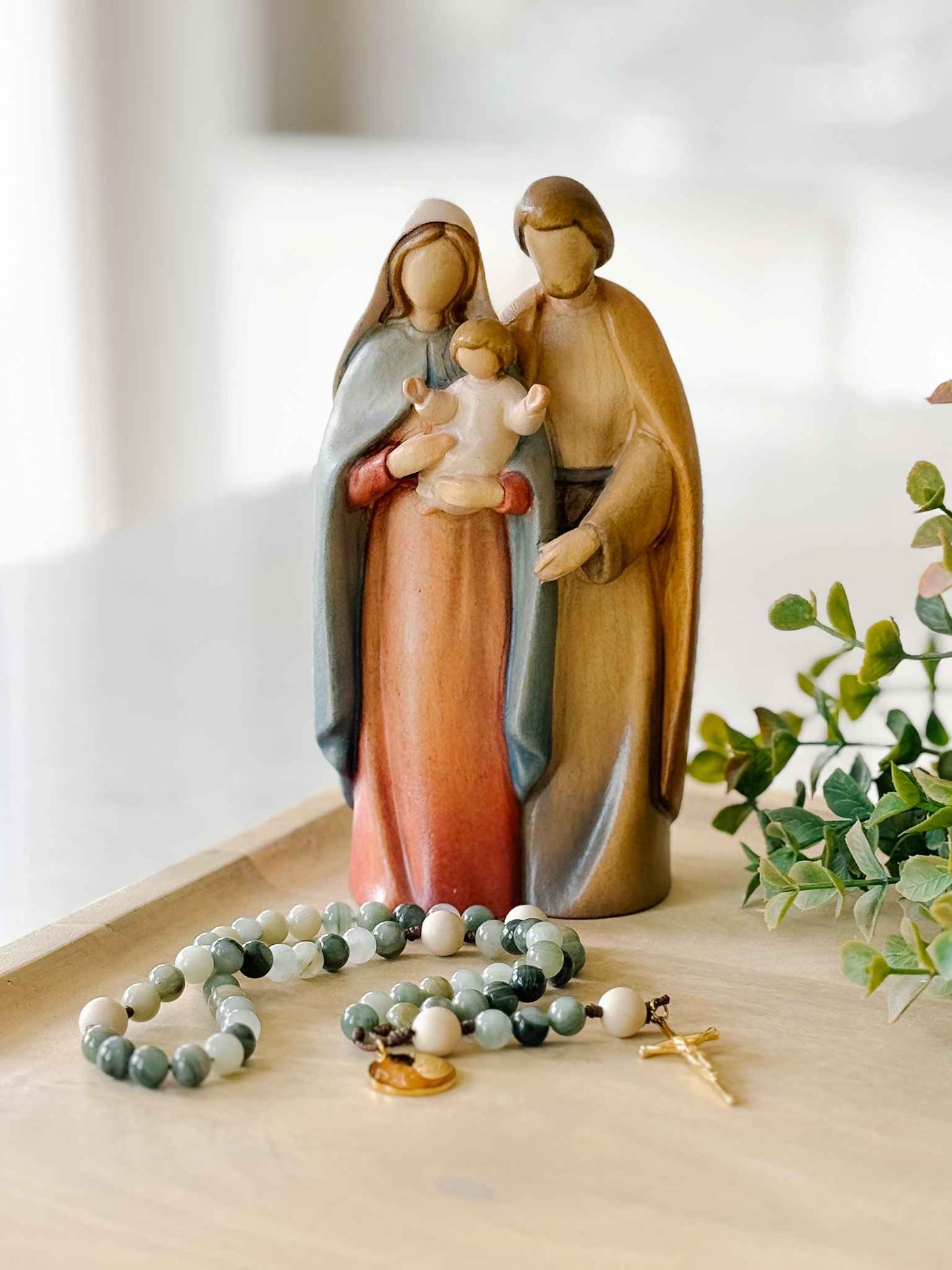 Holy Family - Painted Wooden Statue