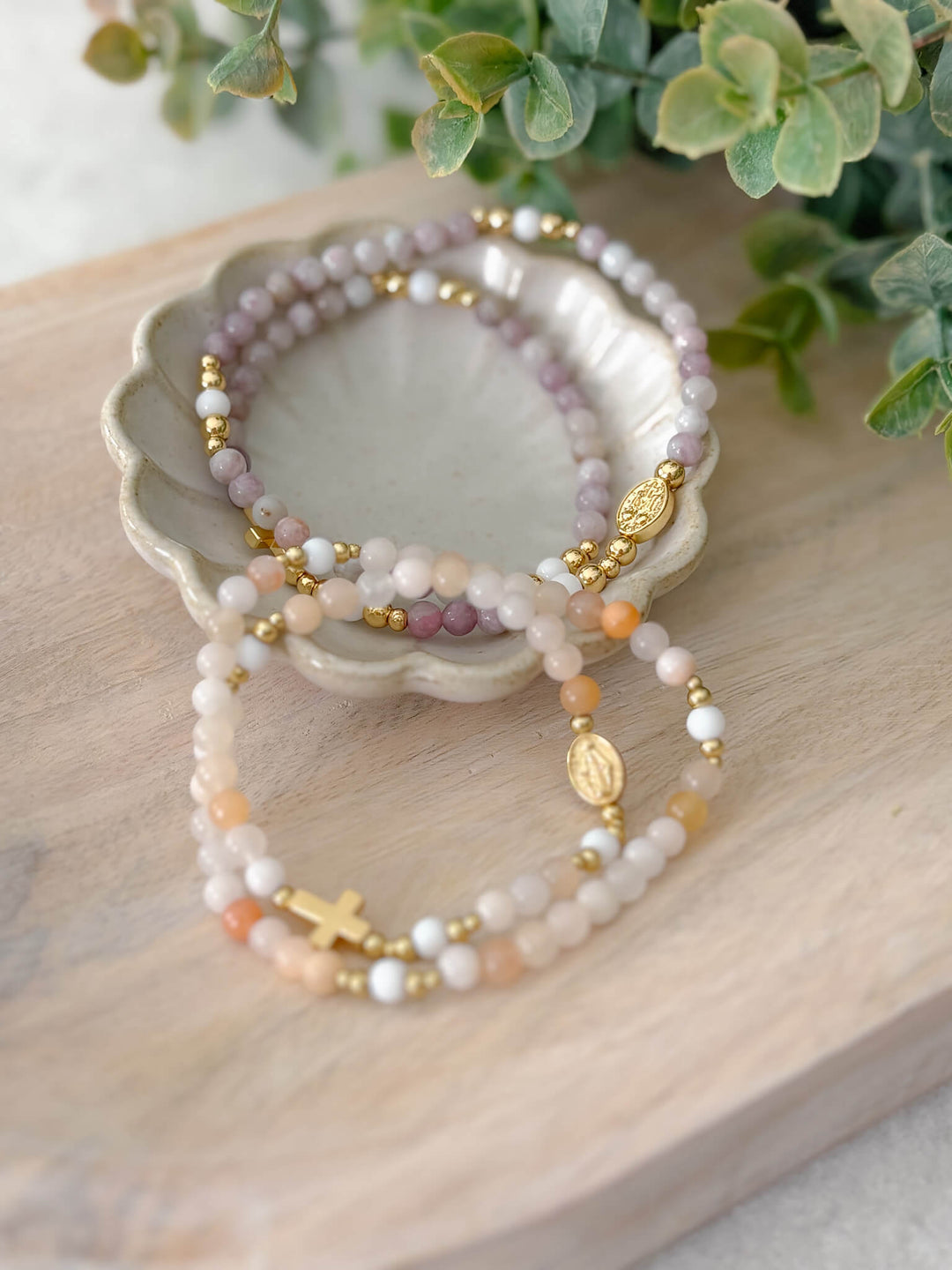 Peach Dainty Wrap Rosary Bracelet – House of Joppa