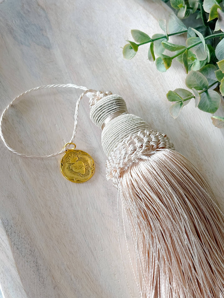 Sacred Heart Home Blessing Tassel - Beige