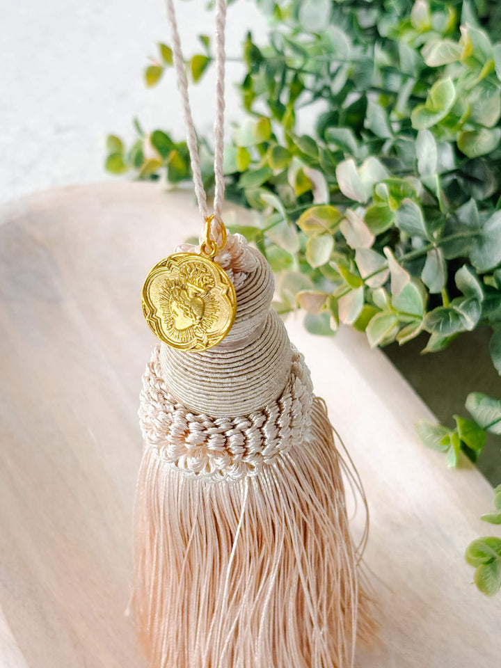 Sacred Heart Home Blessing Tassel - Beige