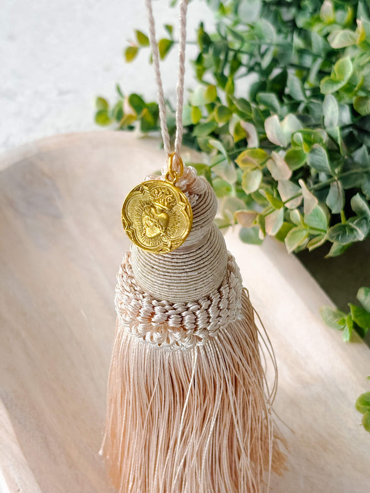 Sacred Heart Home Blessing Tassel - Beige