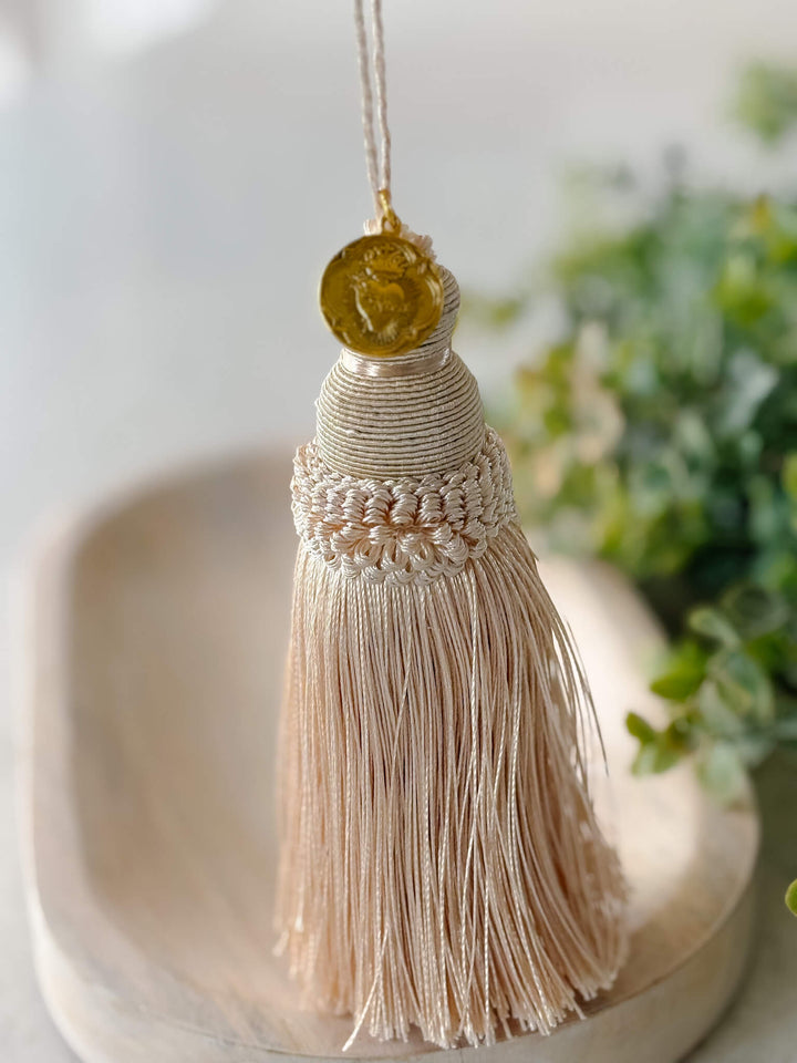 Sacred Heart Home Blessing Tassel - Beige