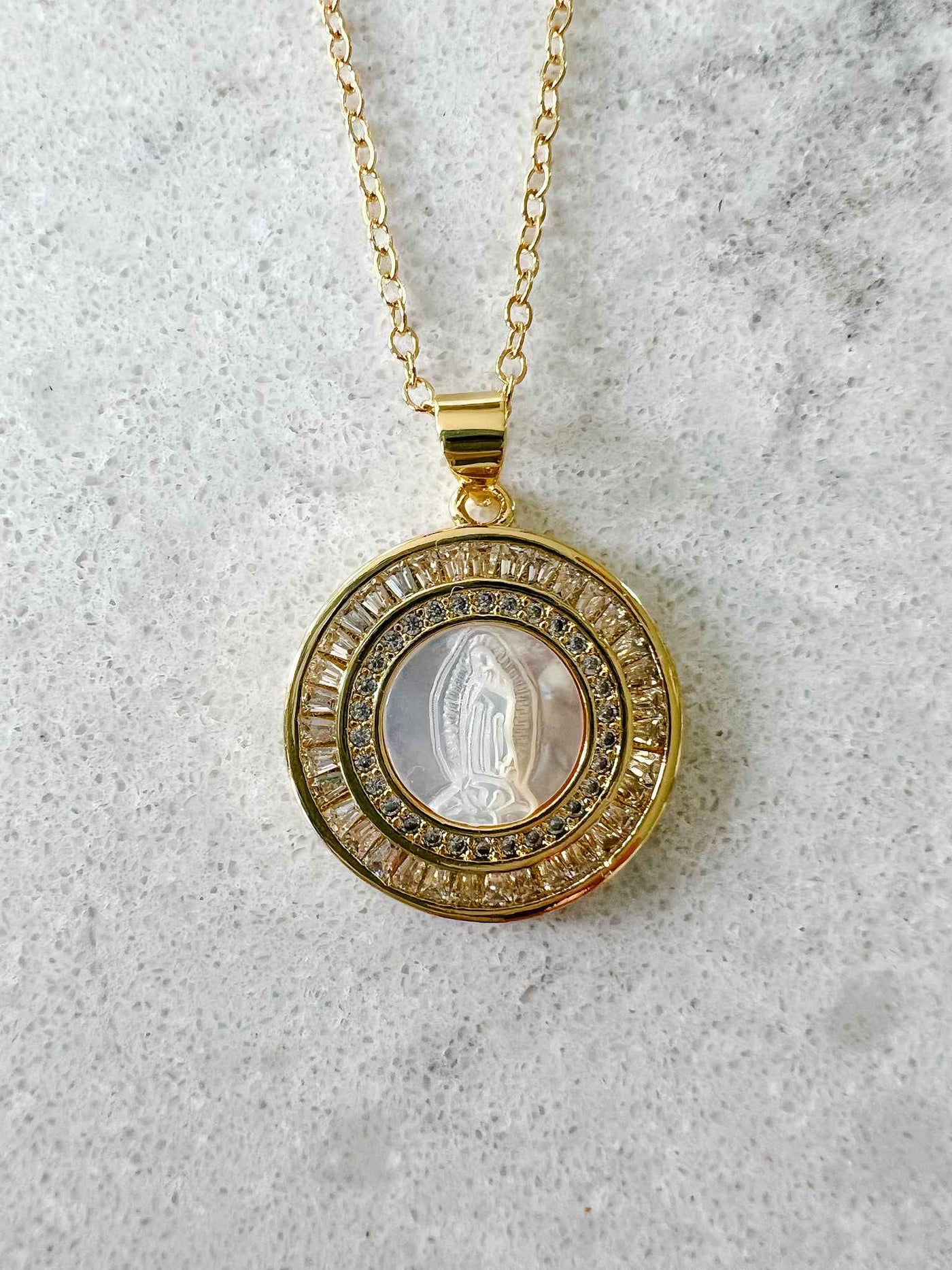 Mother Mary Necklace - Pearl