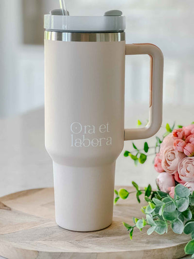 Ora et Labora Tumbler - Rose Quartz