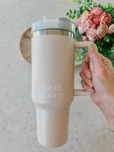 Ora et Labora Tumbler - Rose Quartz