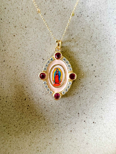 Our Lady of Guadalupe Necklace - Pink