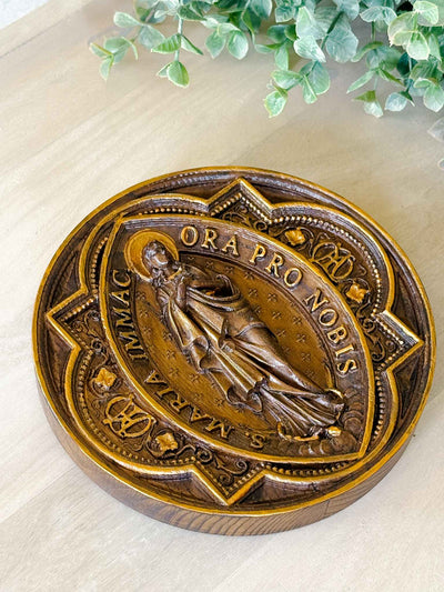 Our Lady of Lourdes Wooden Plaque