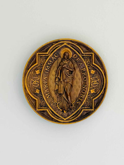 Our Lady of Lourdes Wooden Plaque