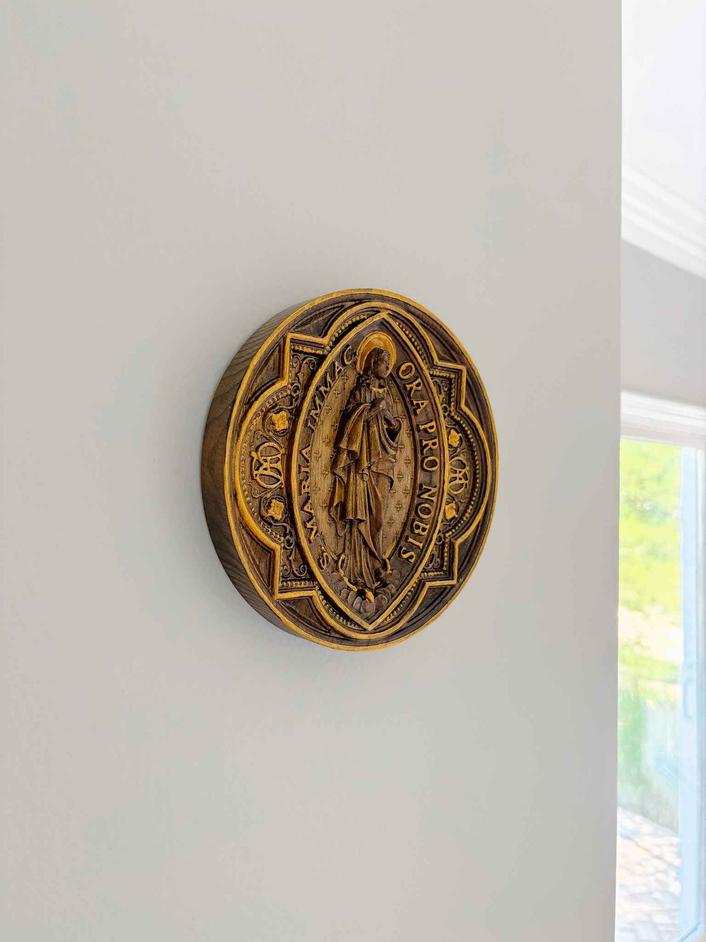 Our Lady of Lourdes Wooden Plaque