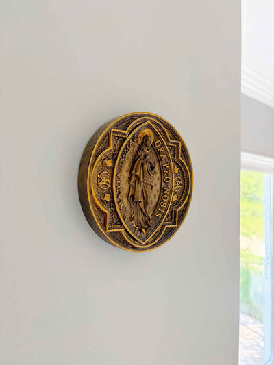 Our Lady of Lourdes Wooden Plaque