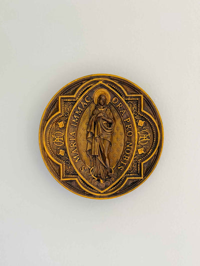 Our Lady of Lourdes Wooden Plaque