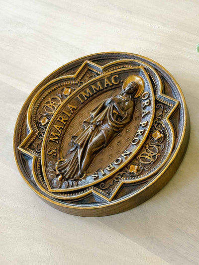 Our Lady of Lourdes Wooden Plaque