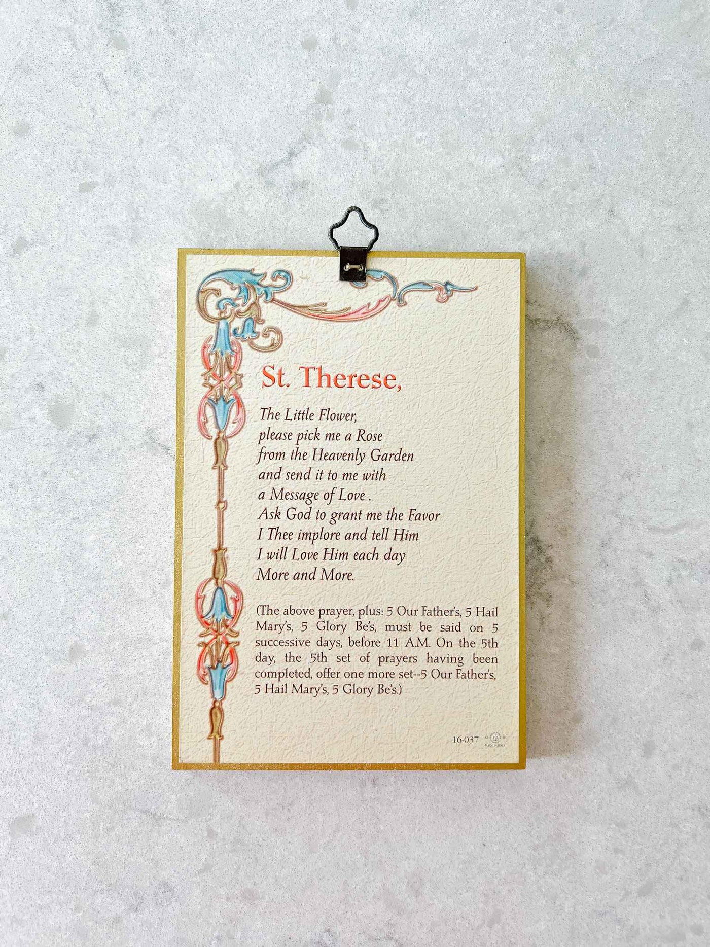 Petite St. Therese of Lisieux Plaque