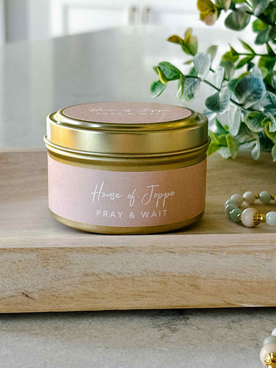 Pray & Wait Candle Tin - Vanilla + French Oak + Juniper
