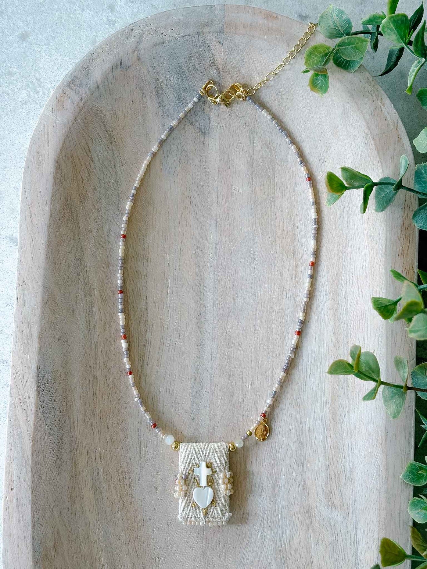 Sacred Heart Pearl Scapular-Inspired Necklace