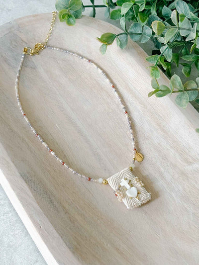 Sacred Heart Pearl Scapular-Inspired Necklace