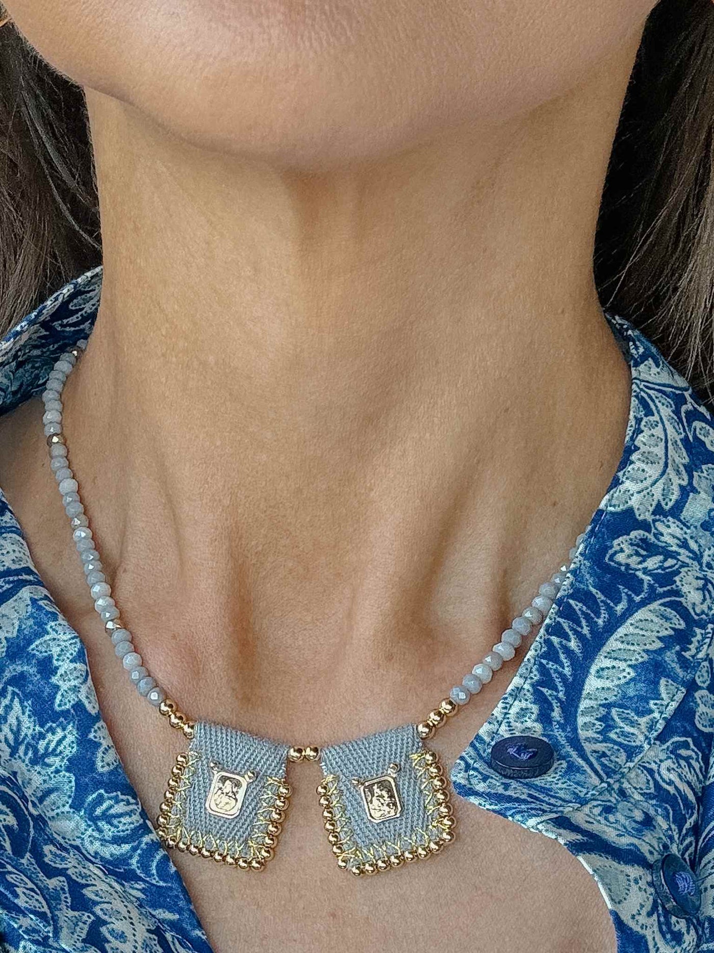 Sacred Heart & Our Lady of Carmel Scapular-Inspired Necklace
