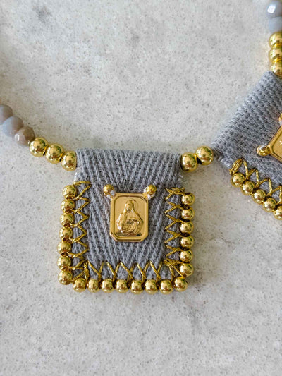 Sacred Heart & Our Lady of Carmel Scapular-Inspired Necklace