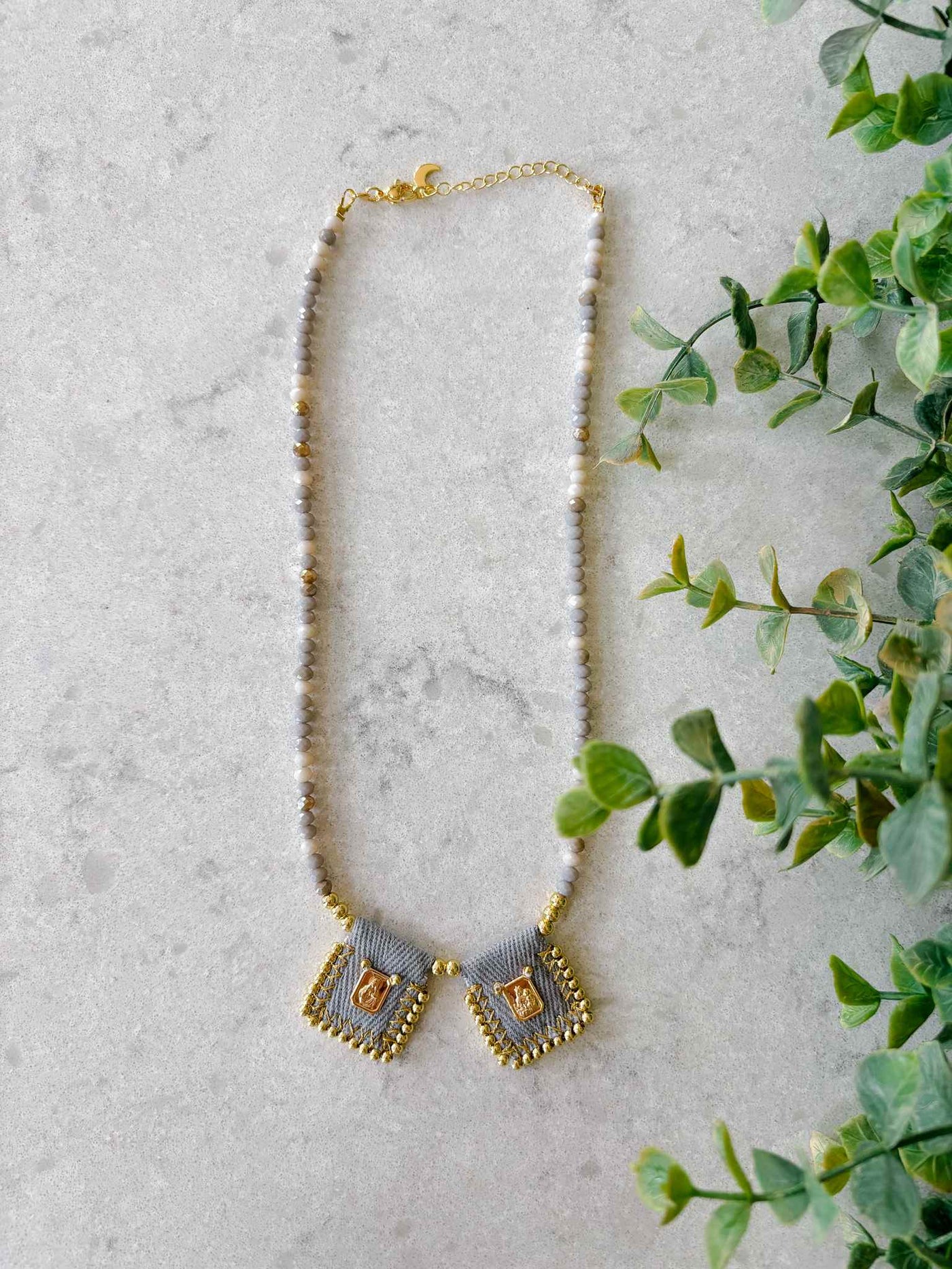Sacred Heart & Our Lady of Carmel Scapular-Inspired Necklace