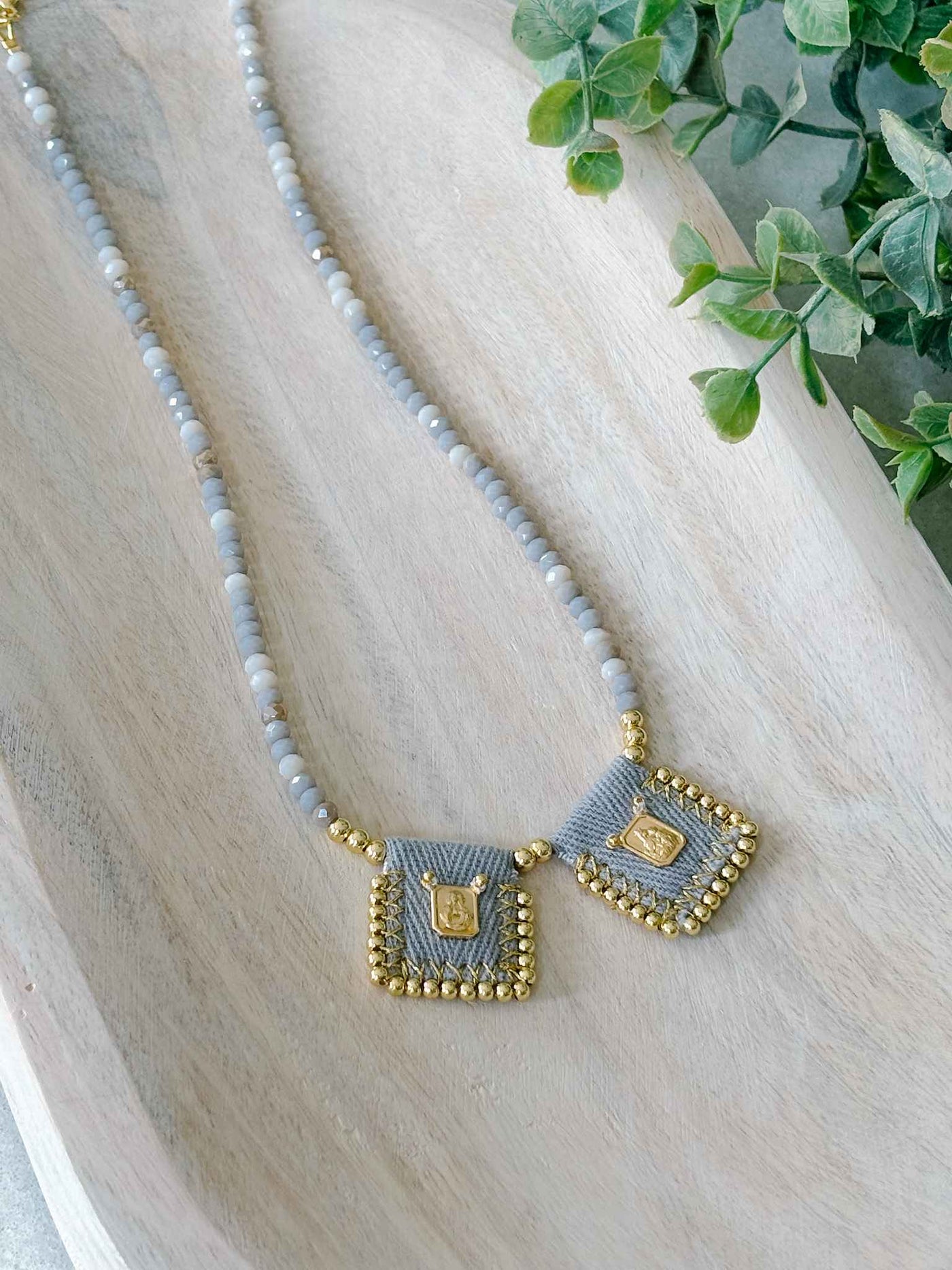 Sacred Heart & Our Lady of Carmel Scapular-Inspired Necklace