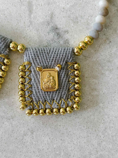 Sacred Heart & Our Lady of Carmel Scapular-Inspired Necklace