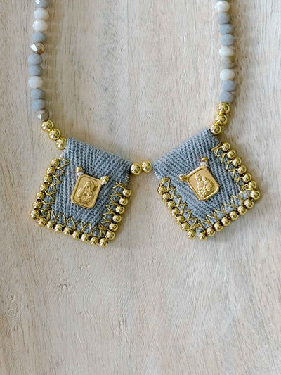 Sacred Heart & Our Lady of Carmel Scapular-Inspired Necklace