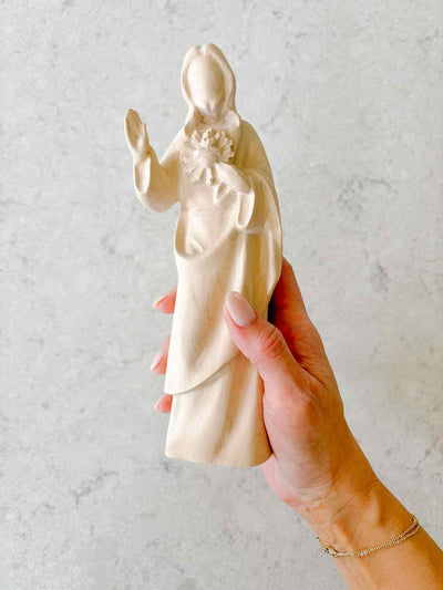 Sacred Heart of Jesus - Natural Wooden Statue