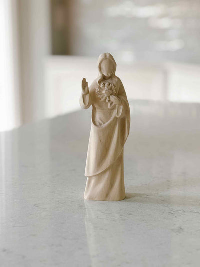Sacred Heart of Jesus - Natural Wooden Statue
