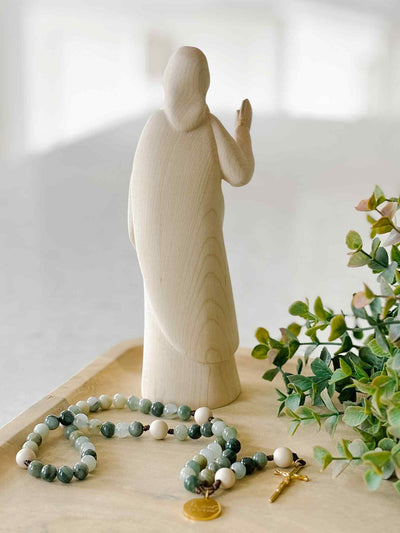 Sacred Heart of Jesus - Natural Wooden Statue