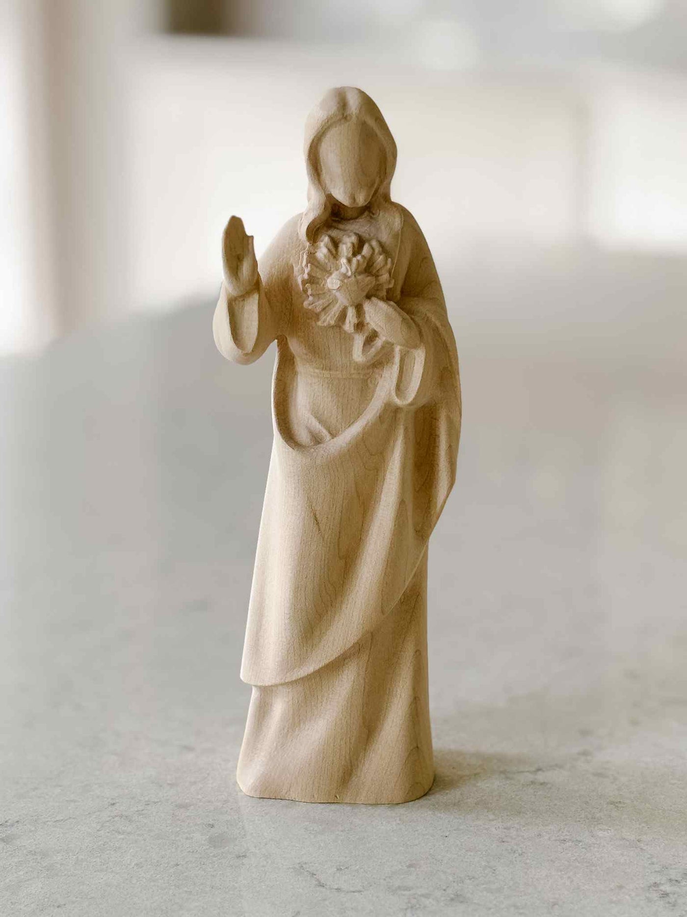 Sacred Heart of Jesus - Natural Wooden Statue