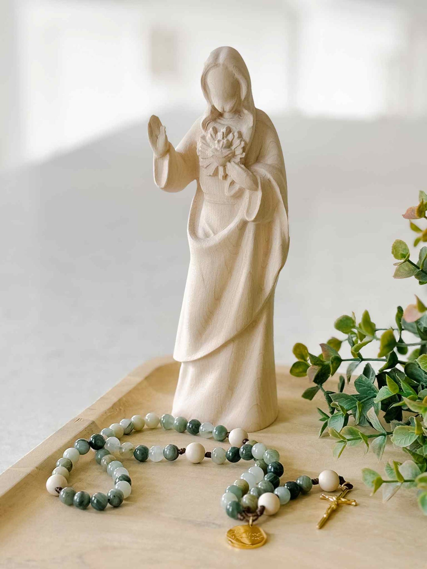 Sacred Heart of Jesus - Natural Wooden Statue